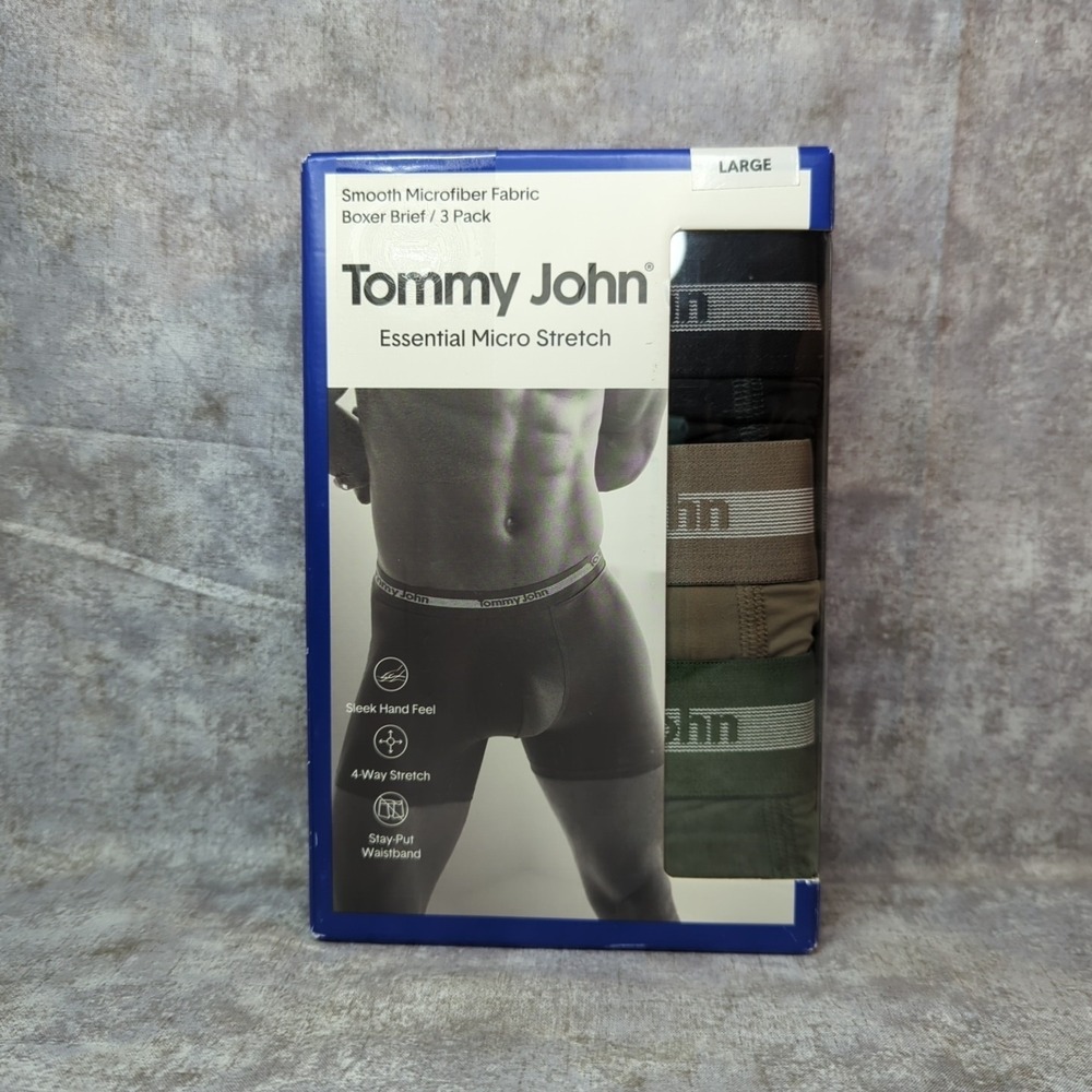 Tommy John Men's Large Essential Micro Stretch Boxers 3-Pack New In Box
